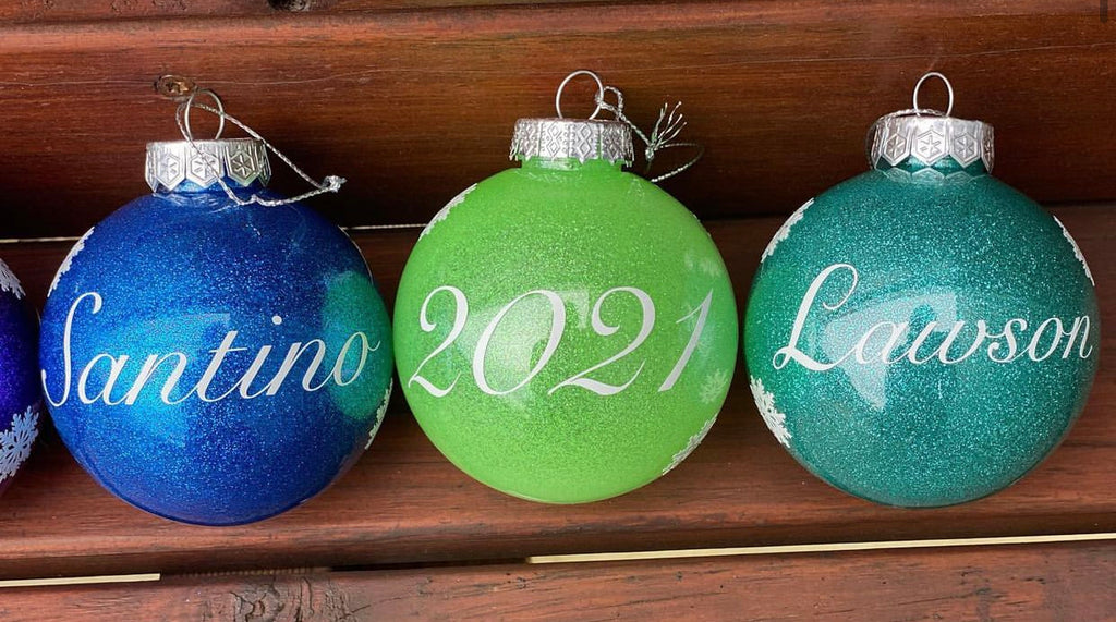 Personalised glitter baubles